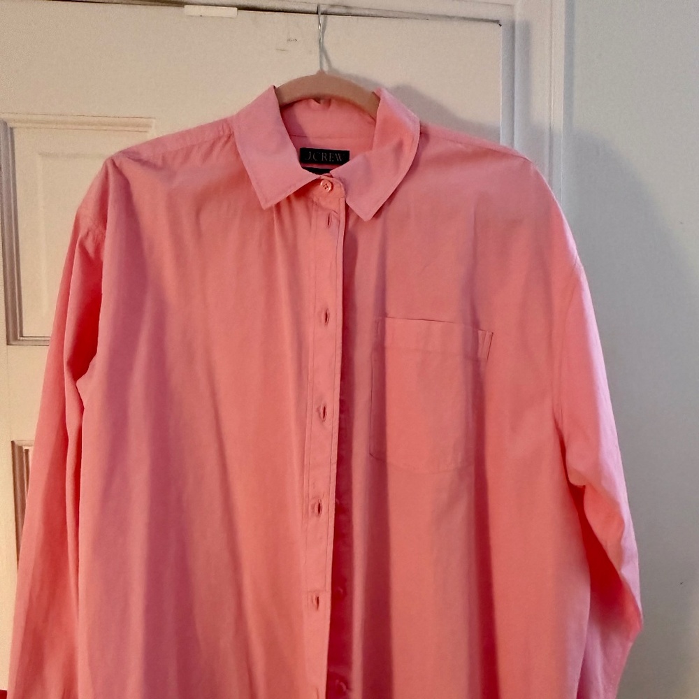 JCREW Summer Pink Oversized All-Cotton Blouse • SZ M